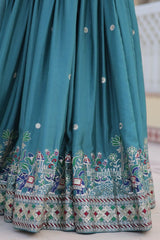 Beautiful Pure Chinon Silk Embroidery Sequence & Thread Work Lehenga Choli
