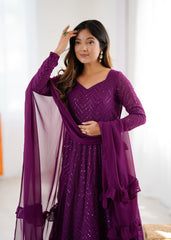 Beautiful Lukhnowi Georgette Sequence Work Anarkali Suit