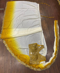 Party-wear Ready To Wear Soft Chinon Silk Real Mirror Work Saree