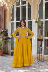 Beautiful Designer Blooming Georgette Embroidery Work Long Gown