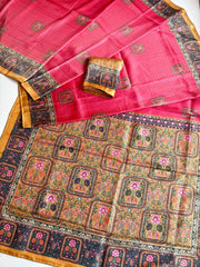 Beautiful Zari Jacquard Weaving Digital Printed Saree