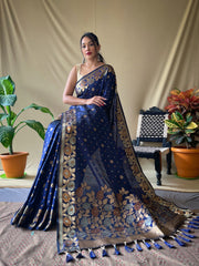 Festival Special Pure Soft Silk Copper & Golden Zari Weaved Border Saree