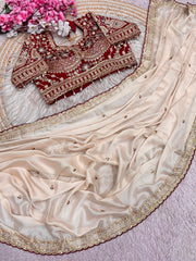Party-wear Rangoli Silk Sequence Coding Embroidery Work Saree With Stitched Blouse