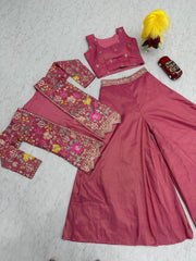 Stylish Indo-Western Pure Tissue Simmer Co-ord Set