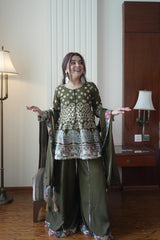 Party-wear Chinon Silk Sequence Embroidery Work Suit