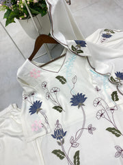 Beautiful Rayon Lotus Motifs Embroidery Work Kurta Set