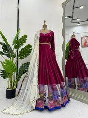 Beautiful Reyon Digital Printed With Real Mirror Work Lehenga Choli