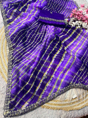 Beautiful Chiffon Multicolored Lehriya Designer Saree