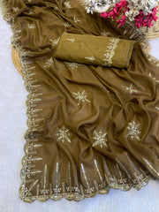 Party-wear Designer Georgette Multi Sequence Work Saree