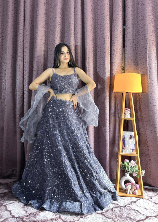 Dazzling Outstanding Festive Special Velvet Sequence Work Lehenga Choli