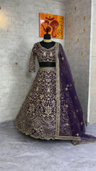 Party-wear Premium Quality Soft Net Embroidery Sequins Work Lehenga Choli