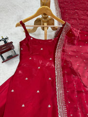 Trending Jimmy Choo Thread With Sequence Work Red Dress