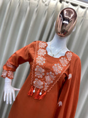 Beautiful Designer Rayon Cotton Embroidery Work Dress