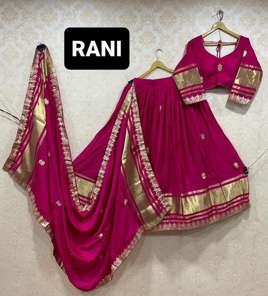 Festive Special Modal Gajji Silk Lagadi Patta With Gotta Work Lehenga Choli
