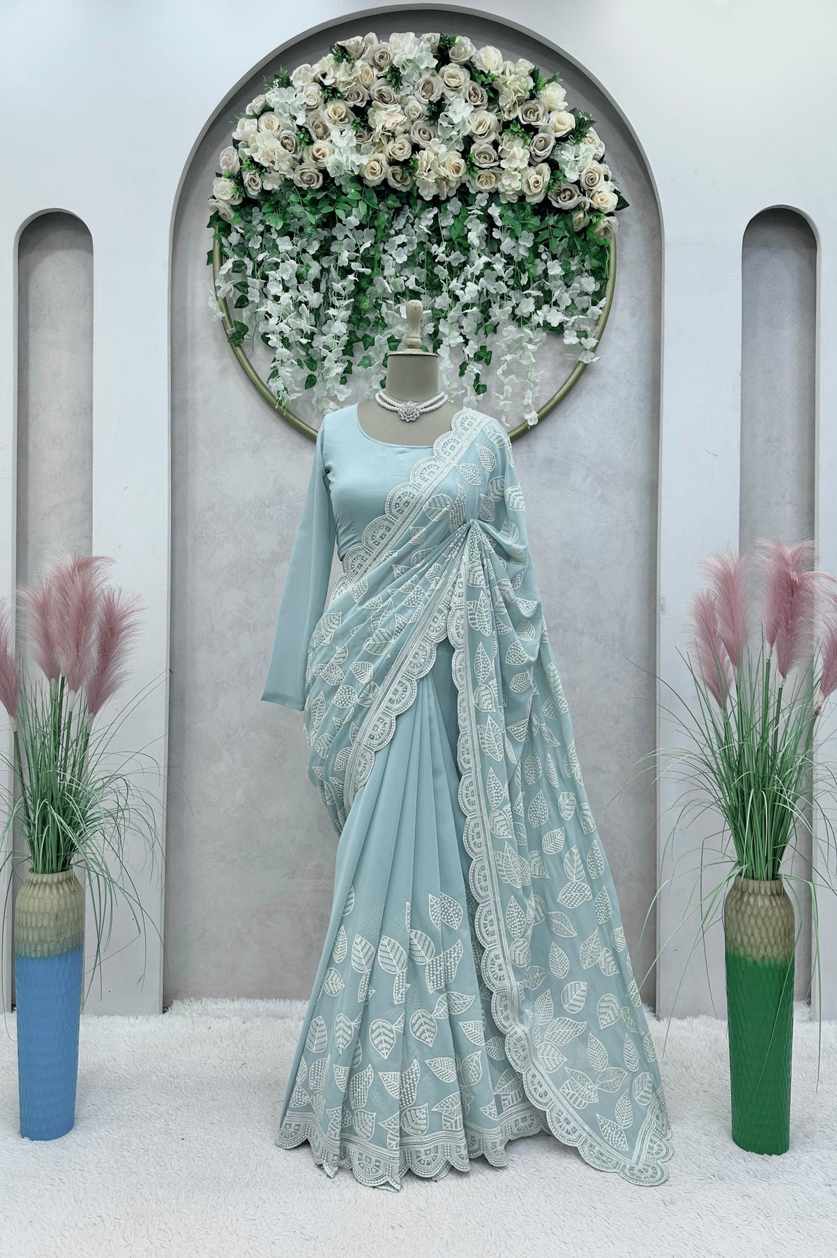 Latest Fancy Designer Georgette Sequence Work Saree