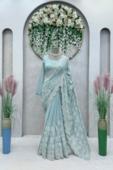 Latest Fancy Designer Georgette Sequence Work Saree