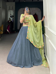 Radiate Soft Glamour In Gray & Pista Bridesmaid Attire Lehenga Choli
