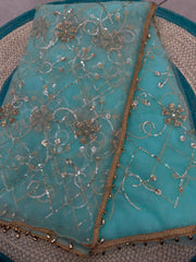 Party-wear Net Beads Sequence & Pearl Embroidery Work Saree
