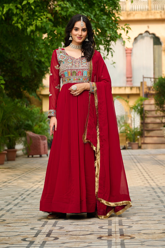 Beautiful Festival Special Blooming With Sequence & Multi Thread Embroidered Gown