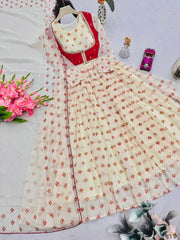 Party-wear Georgette Flower Printed Gown