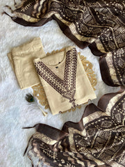 Beautiful Khadi Cotton With Embroidery Work Dress