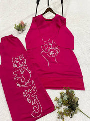 Beautiful Roman Silk Embroidery Work Co-Ord Set