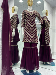 Party-wear Beautiful Georgette Embroidery & Sequence Work Sharara