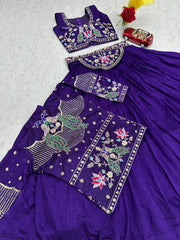Festive Special Vichitra Silk Crop Top With Koti