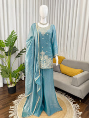 Elegant Fendy Silk Thread Sequence Work  Sarara Set