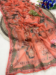 Party-wear Tabby Silk Beautiful Digital Printed Saree