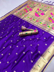 Beautiful Soft Gold Zari Kanchivaram Paithani Silk Saree