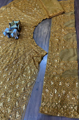 Party-wear Soft Butterfly Embroidery Sequence Work Lehenga Choli