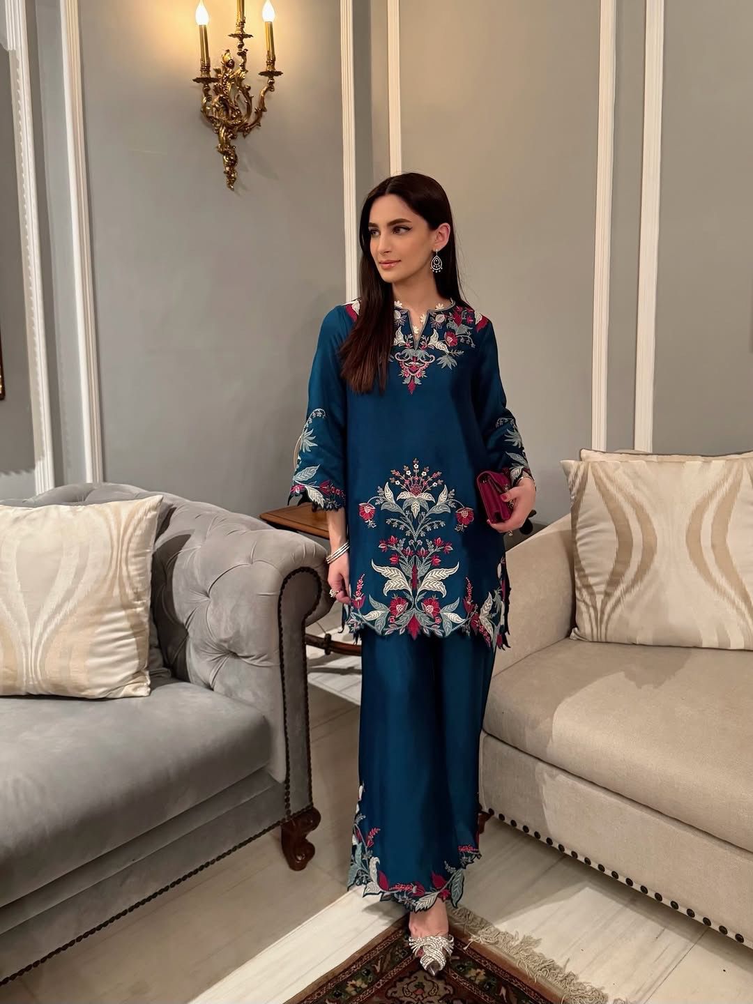 Trendy French Crape Embroidery & Cutwork Co-Ord Set