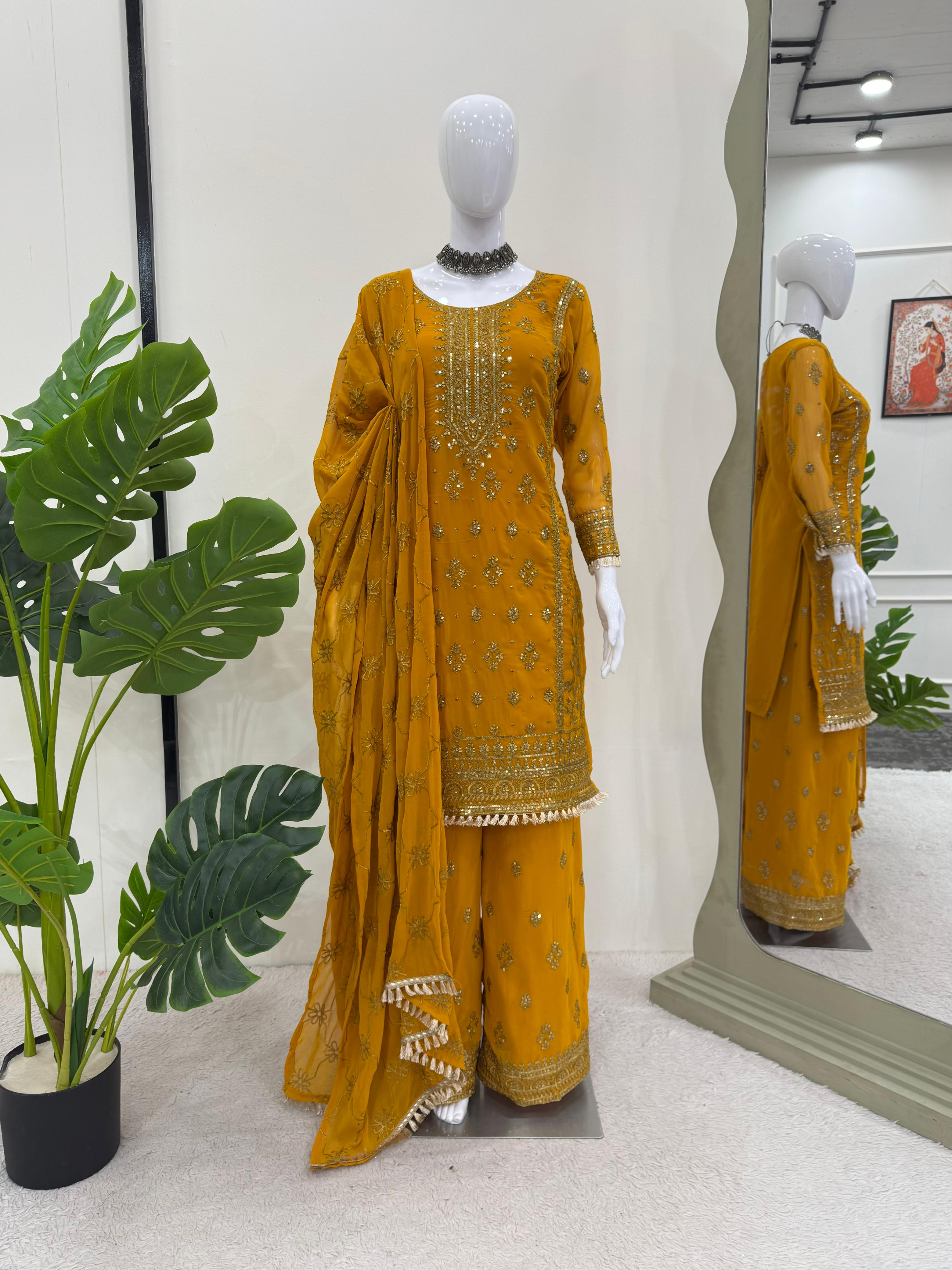 Party-wear Georgette Thread With Sequence Work Salwar Suit