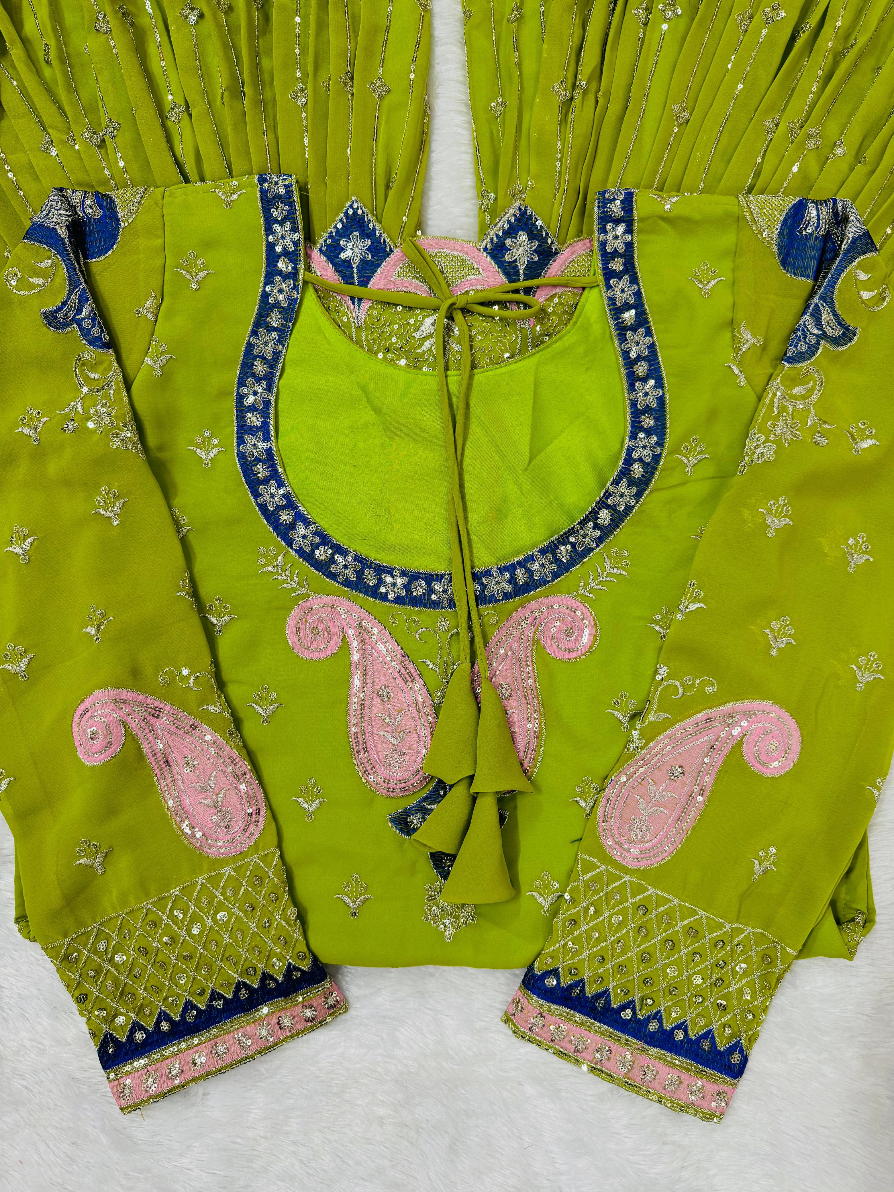 Beautiful Party-wear Georgette Thread With Sequence Work Sharara