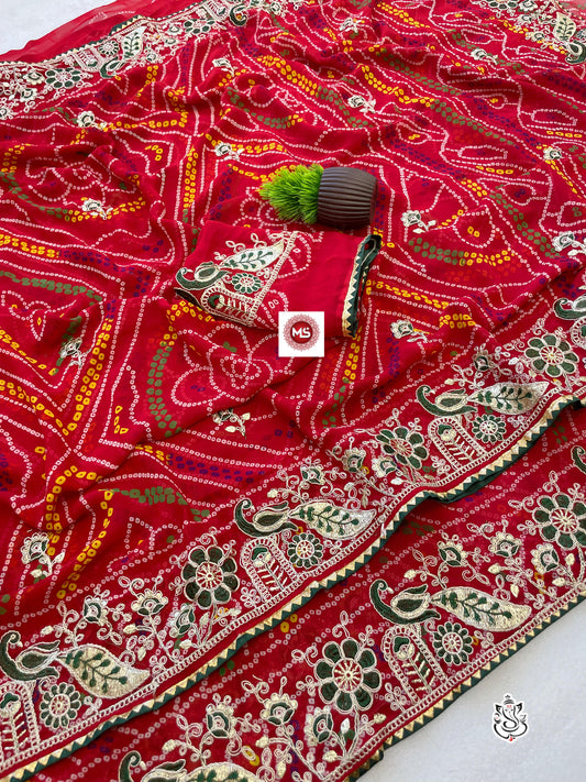 Beautiful Georgette Bandhej Saree