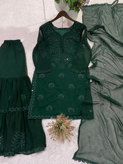 Festive Special Georgette Embroidery Sequence Work Sarara Set