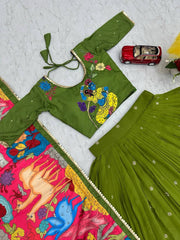 Beautiful Pure Cotton Kalamkari Printed With Real Handwork Lehenga Choli
