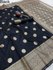 Beautiful Banarasi Gold Zari  Design & Weaving Pallu Border Saree