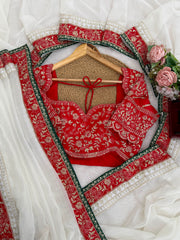 Party-wear Tibby Silk Thread With Sequence Work Saree