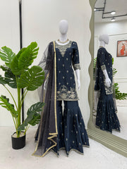 Beautiful Designer Chinon Silk Thread With Sequence Work Sharara