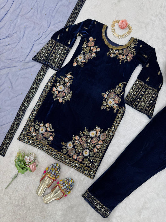 Winter Special Viscose Velvet Sequence Work Salwar Suit
