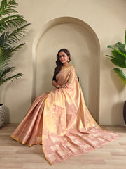 Beautiful Zari Tissue Weaving Tilak Buttis All Over Saree