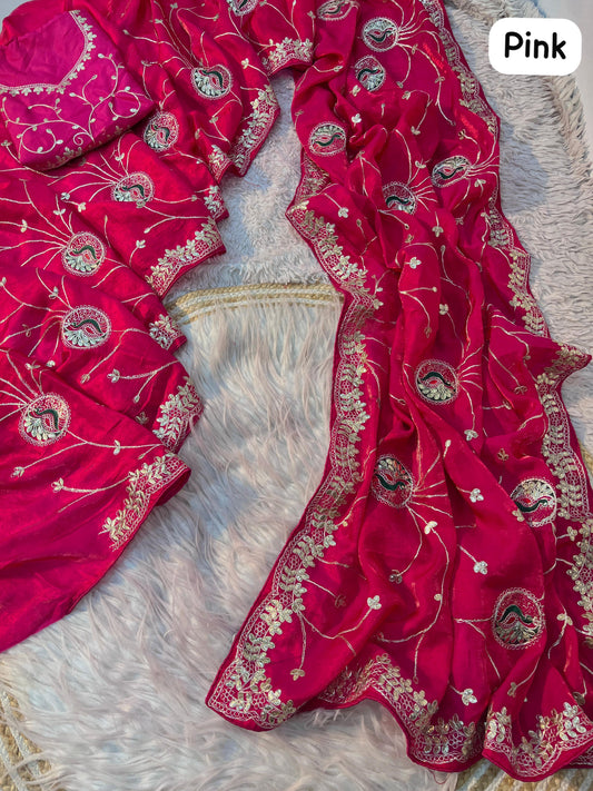 Party-wear Beautiful Heavy Gotafoil Work Saree