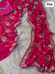 Party-wear Beautiful Heavy Gotafoil Work Saree