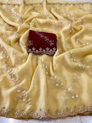 Party-wear Soft Crunchy Embroidery With Stone Work Saree
