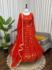 Beautiful Elegant Georgette Thread With Sequence Work Gown