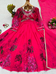 Beautiful Designer Georgette Digital Print With Thread & Sequence Work Gown