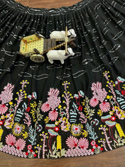 Wedding Special Black Floral Embroidery Sequence Work Lehenga Choli