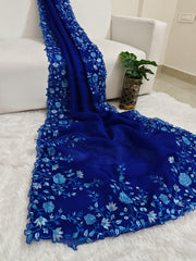 Elegant Georgette Embroidery Work Saree